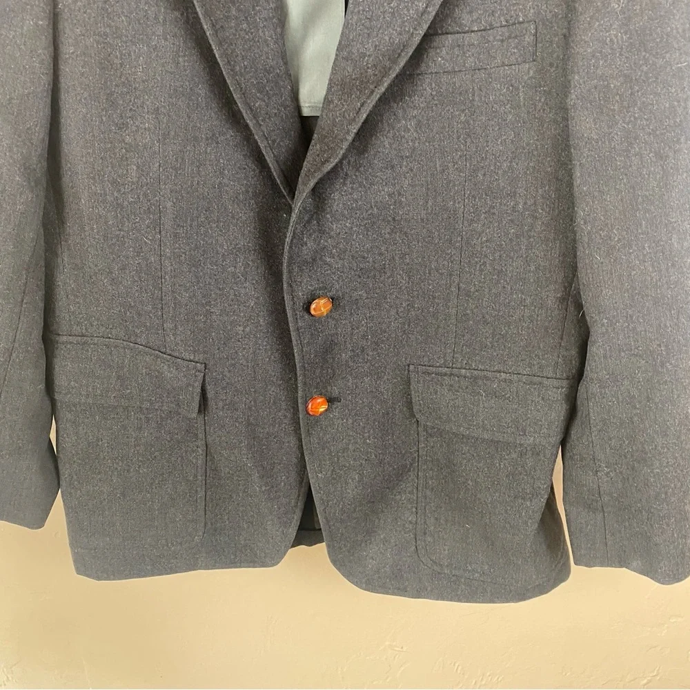 Gant Heritage Wool Charcoal Gray Sport Coat Blazer Patch Elbows XL Academia
